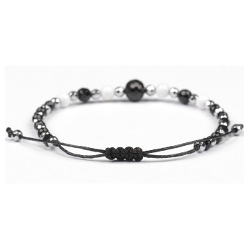 Bransoletka celebrytka czarny TURMALIN HOWLIT HEMATYT ochrona i szczęście